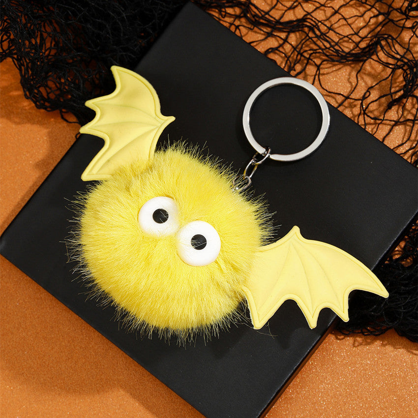 Wholesale Cartoon Bat Fur Ball Keychain,  Purple Silicone Bag Charm,  Cute Monster Elf Key Ring for Gift and Resale