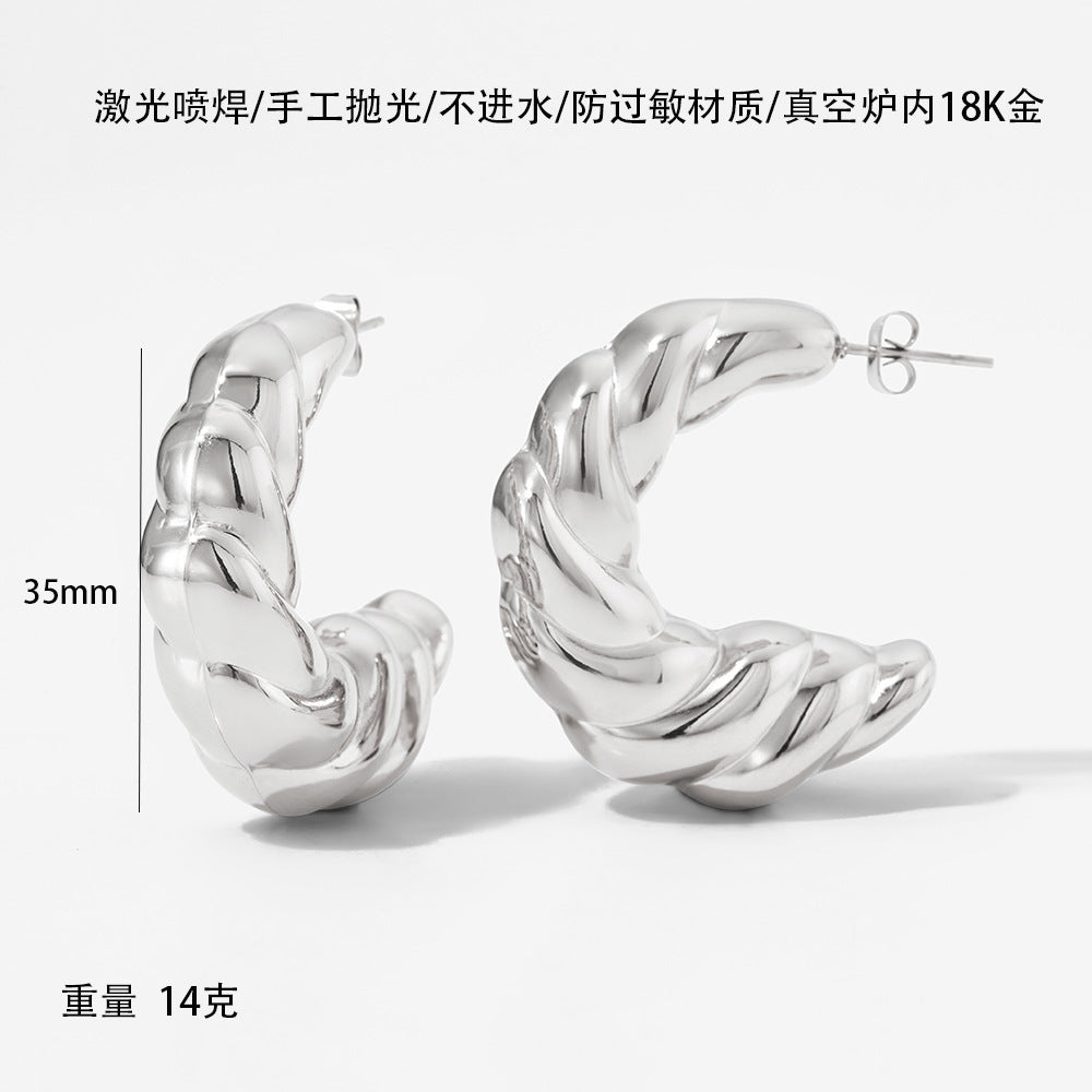 Wholesale 18K Gold Twist Stainless Steel Earrings ACC-ES-Chunp005