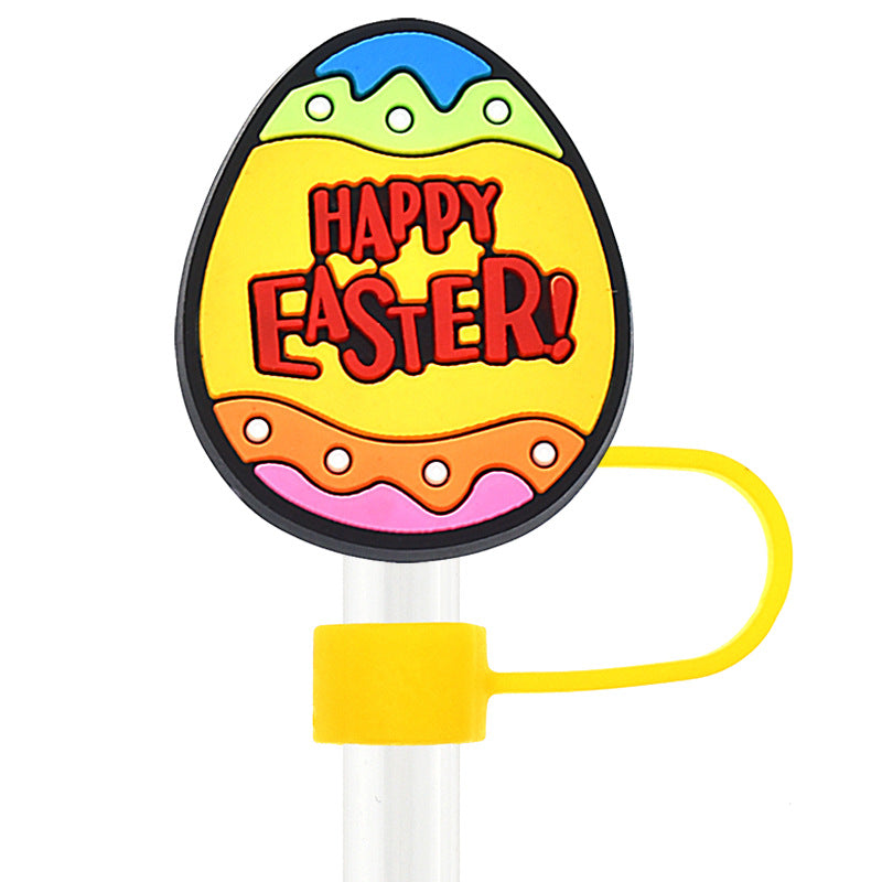 Wholesale Random 100pcs Easter 10mm PVC Soft Straw Tube Cap ACC-SCR-RYY088