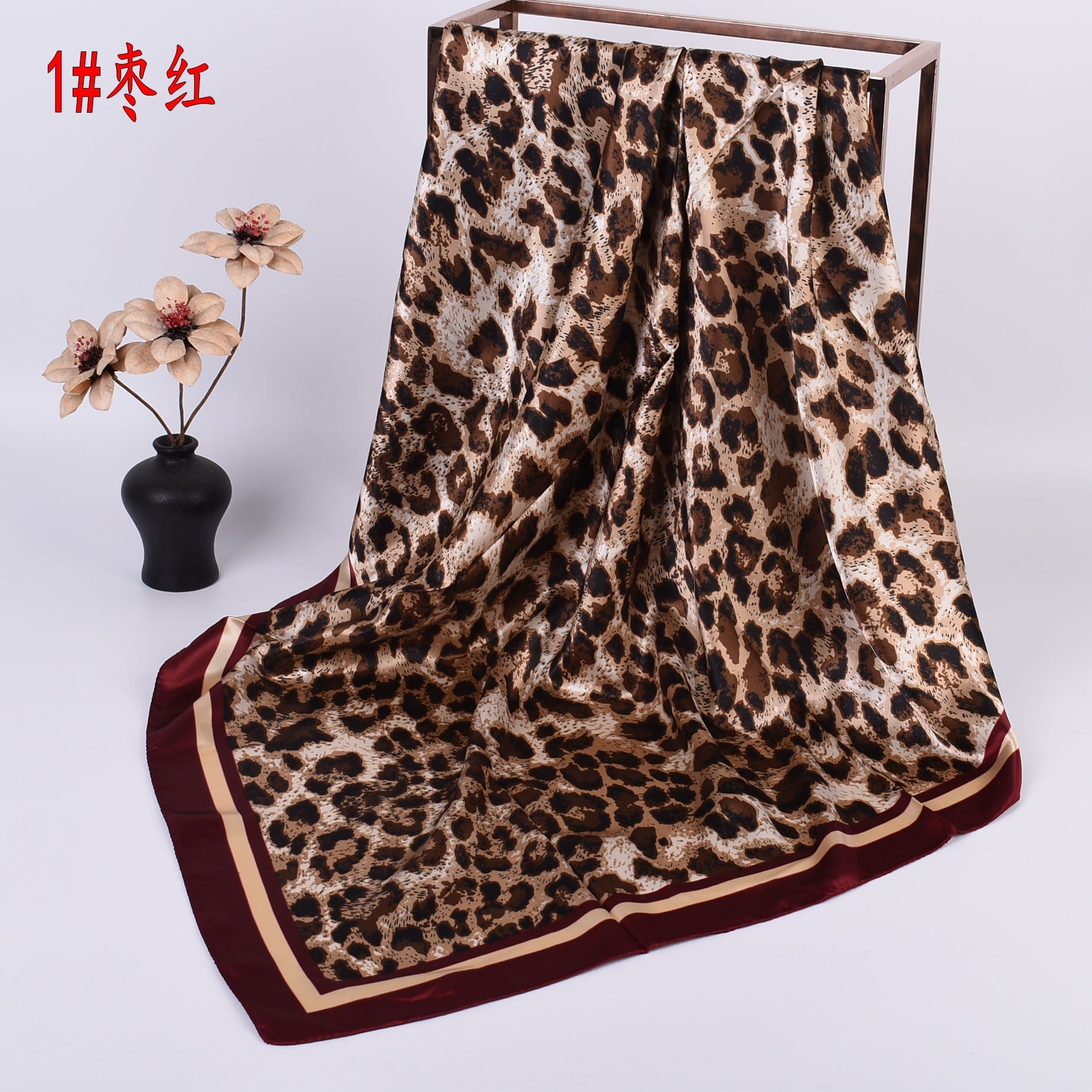 Wholesale Leopard Print Silk Scarf 90* 90 Large Square Scarf