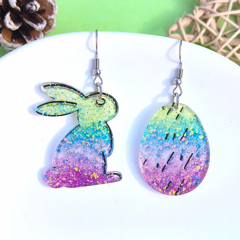 Wholesale Acrylic Easter bunny and egg earrings