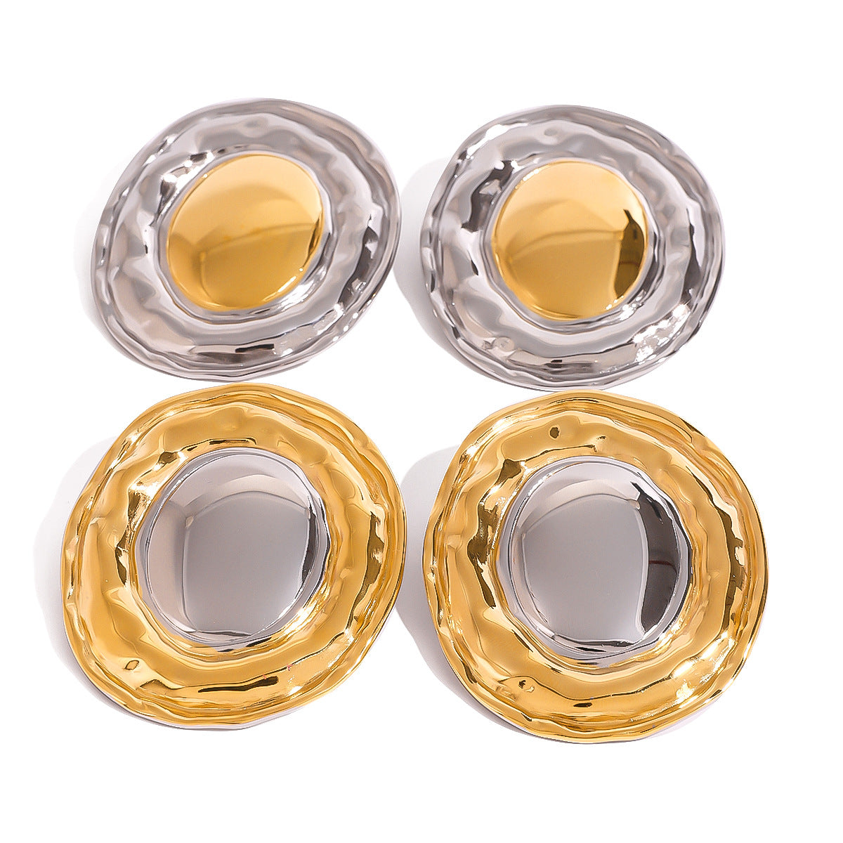 Wholesale 18k gold stainless steel color matching geometric earrings