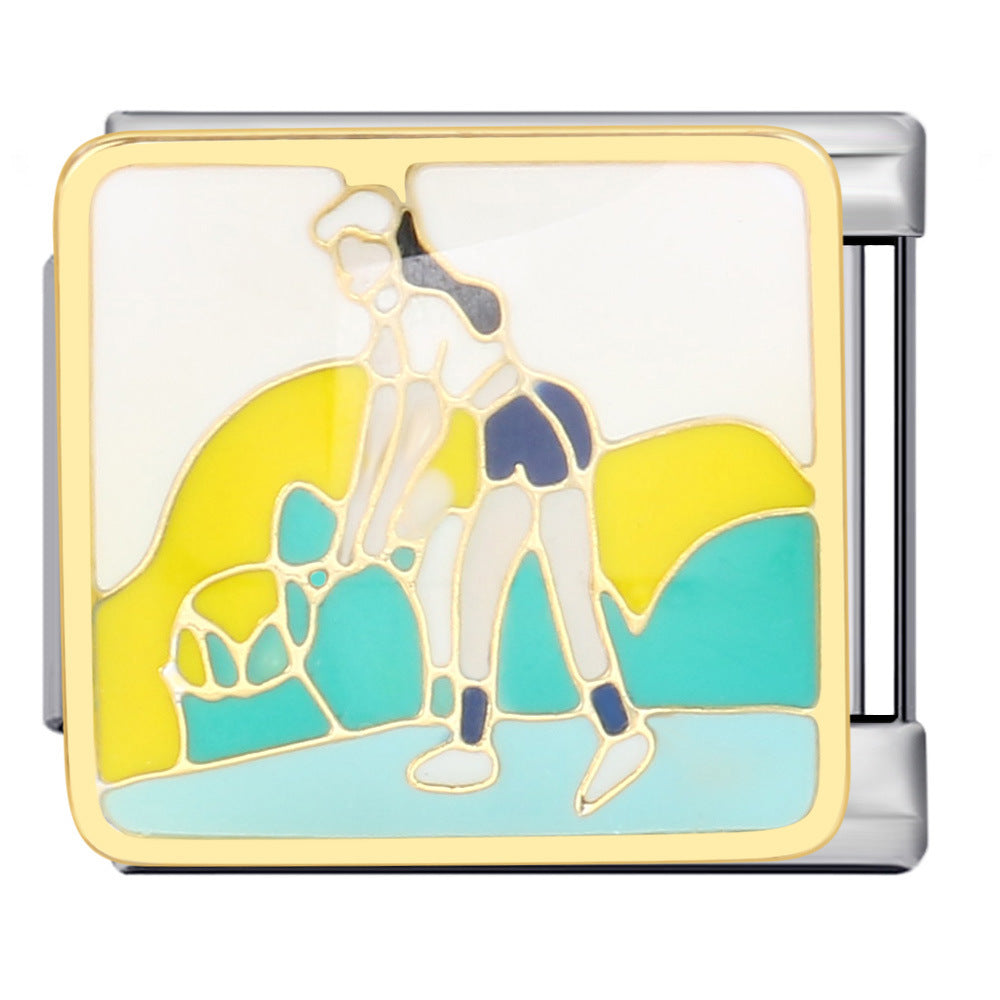 Wholesale Italian Charm Bracelet 9mm DIY Splicing Removable Ball Sports Stainless Steel Composable Bracelet