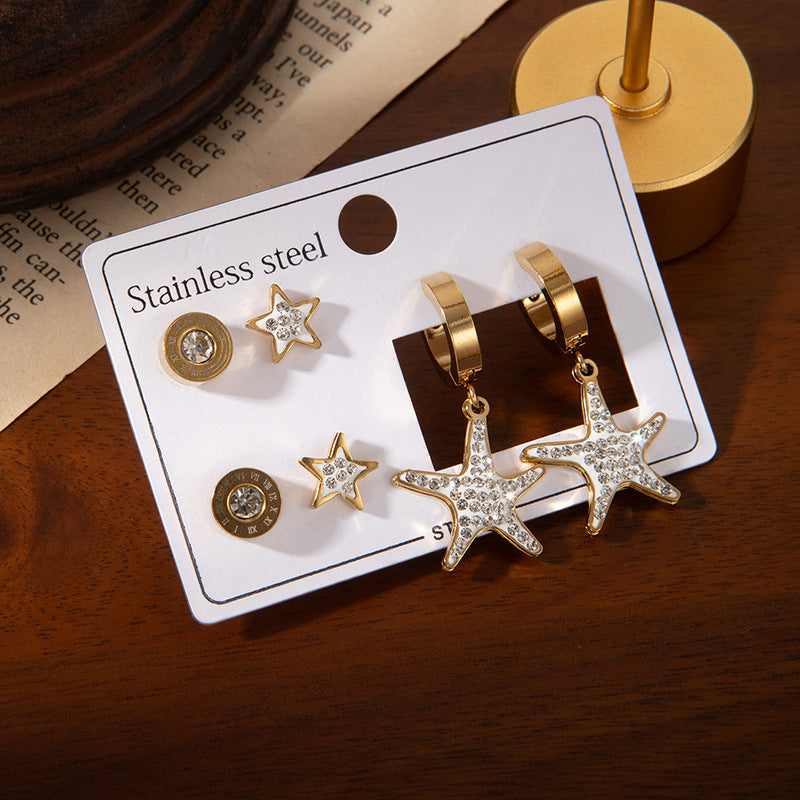 Wholesale Stylish Titanium Steel Love Earrings Set Fashion Jewelry for Party Wear