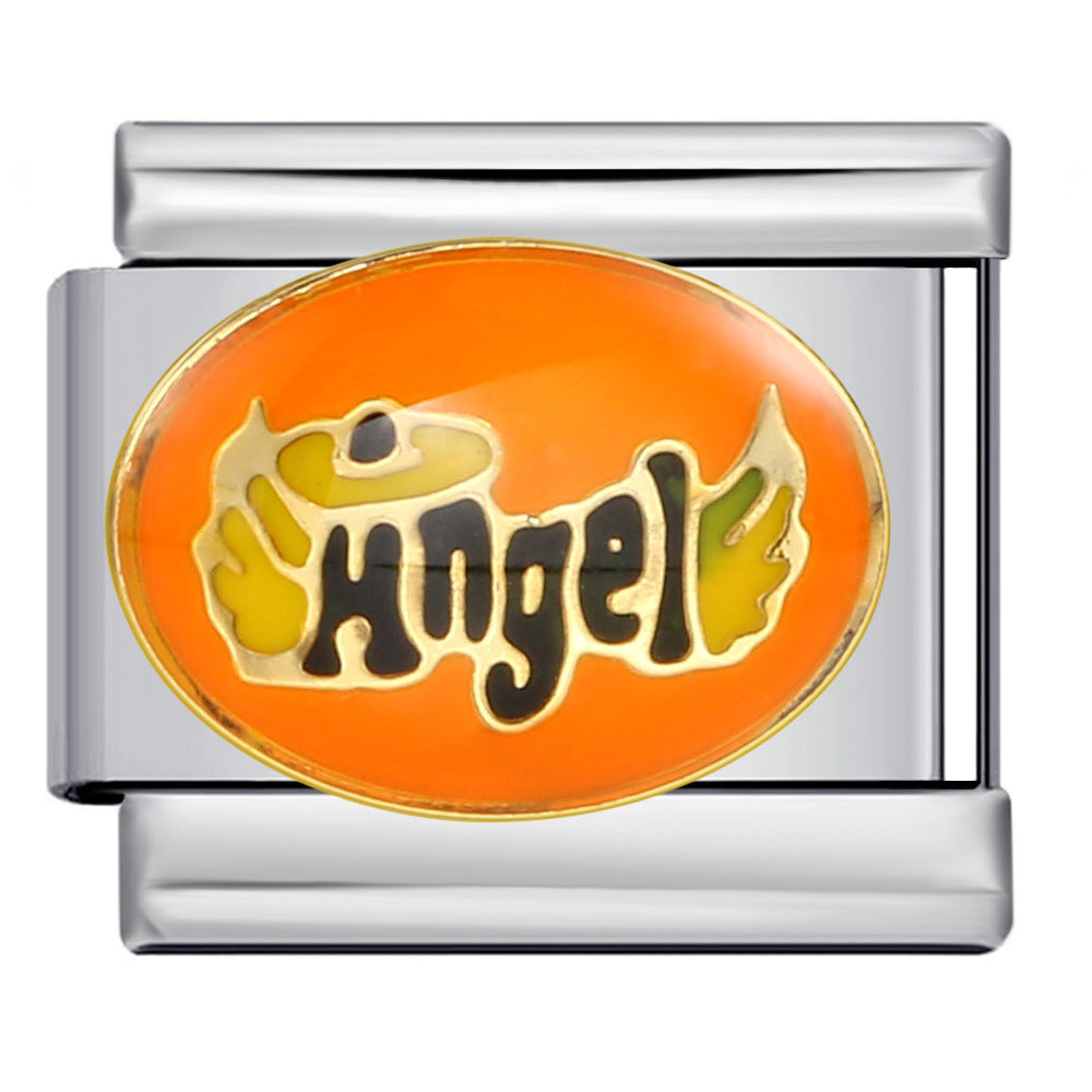 Wholesale  Italian moduleTitanium steel gold-plated oil drip welding pattern DIY  bracelet