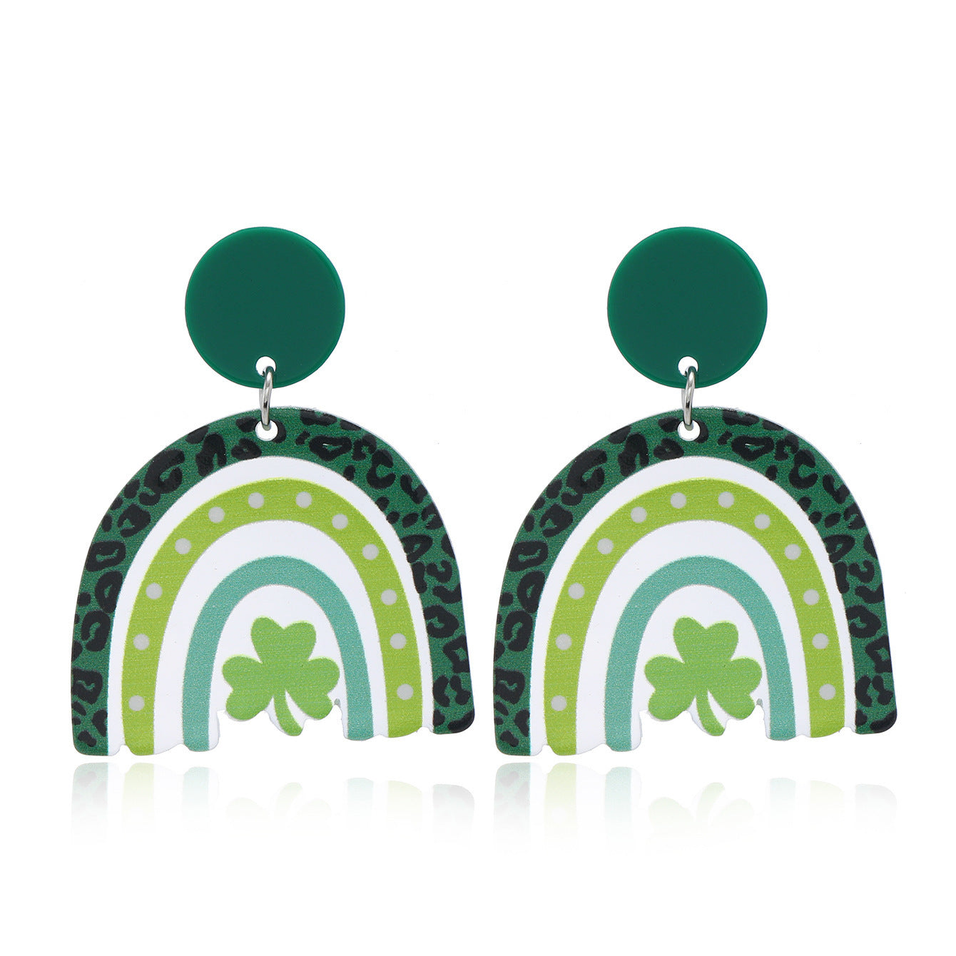 Wholesale Acrylic St.  Patrick' s Day Lucky Clover Irish Earrings