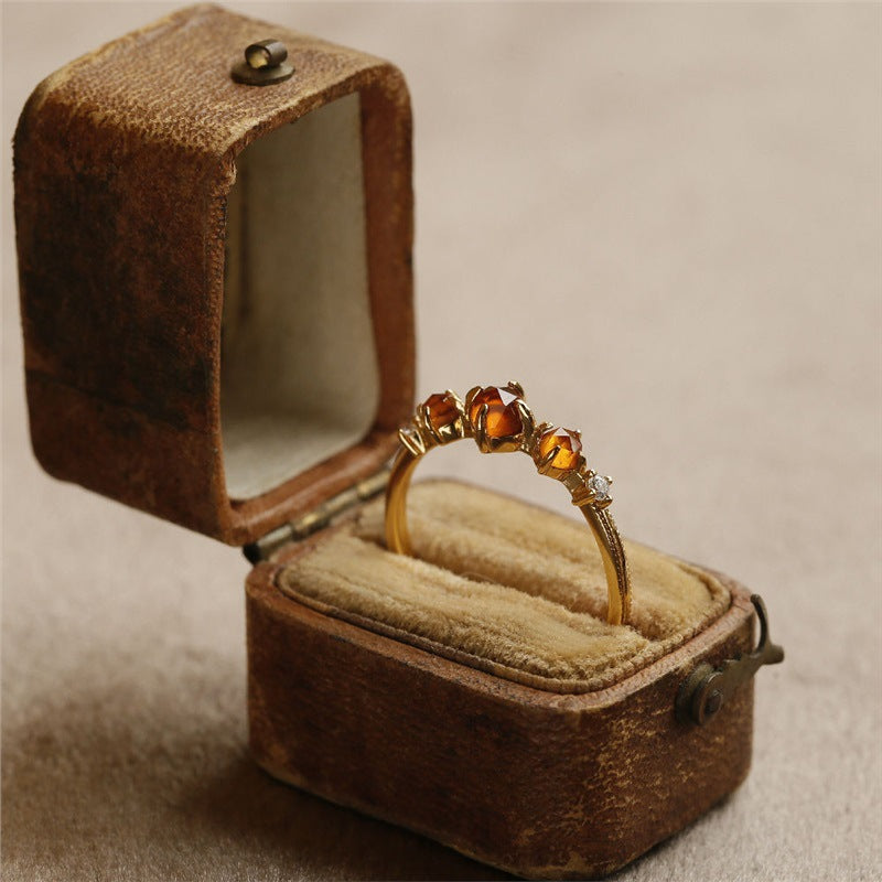 Wholesale Orange Garnet Ring Vintage Adjustable Rings ACC-RS-ZuoYou001