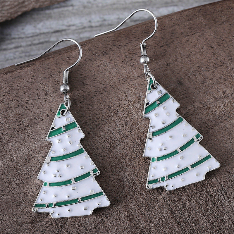 Wholesale Retro Minimalist Green Christmas Tree Drop Earrings Zinc Alloy Fashion Accessory For Party Wear Resale