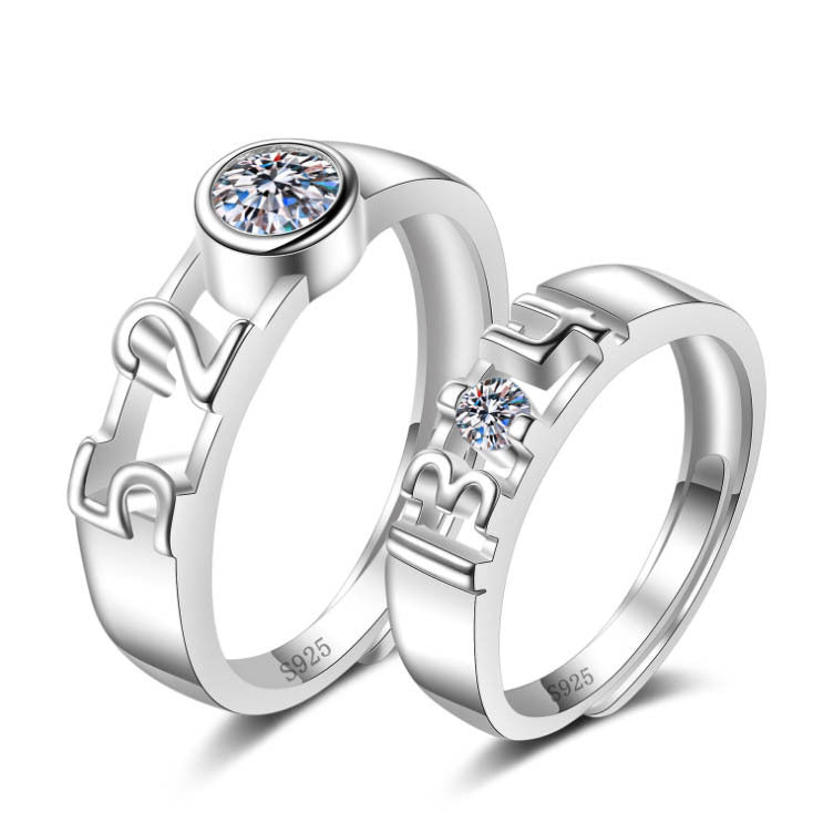 Wholesale Couple' s silver-plated open ring