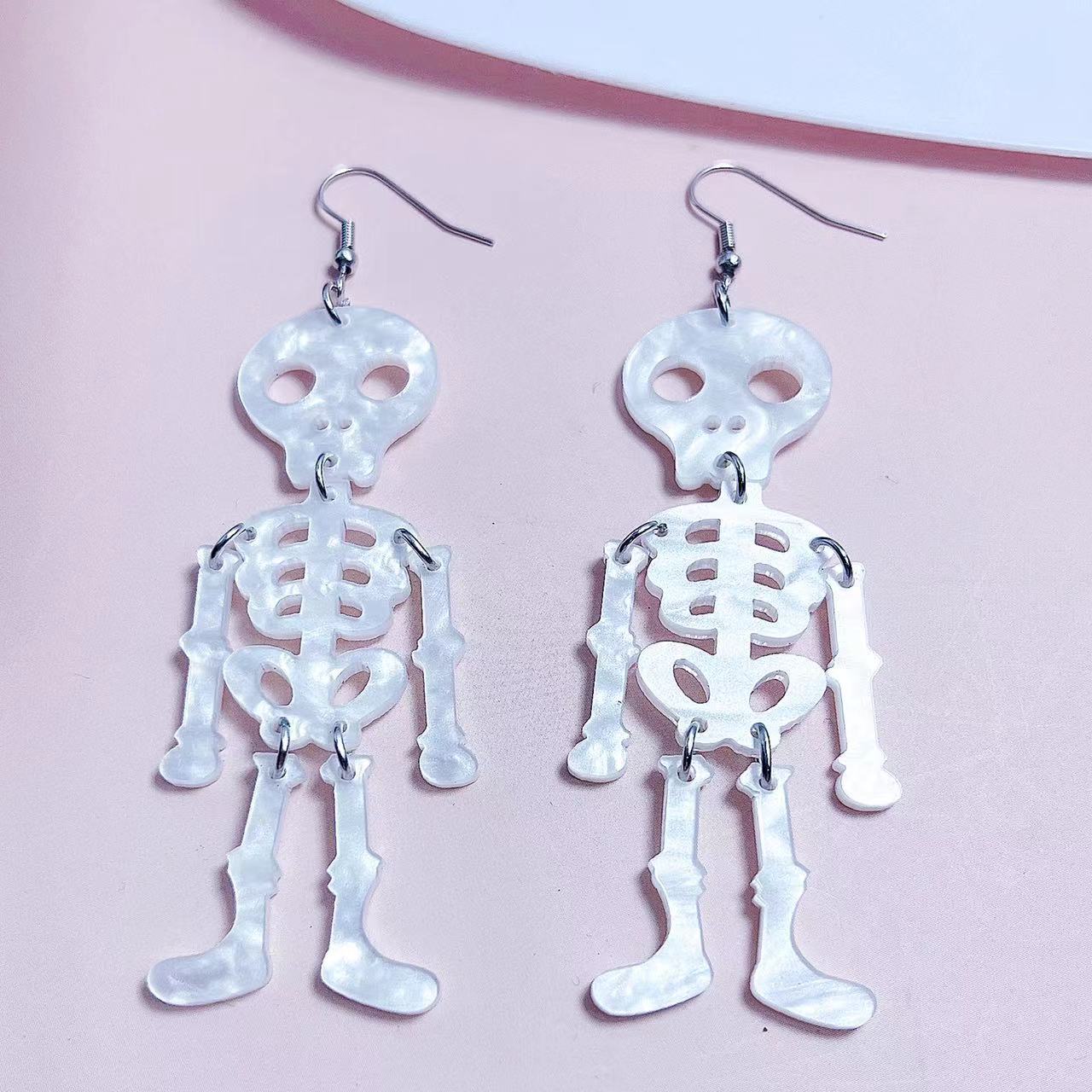 Wholesale Halloween Luminous Skull Acrylic Earrings