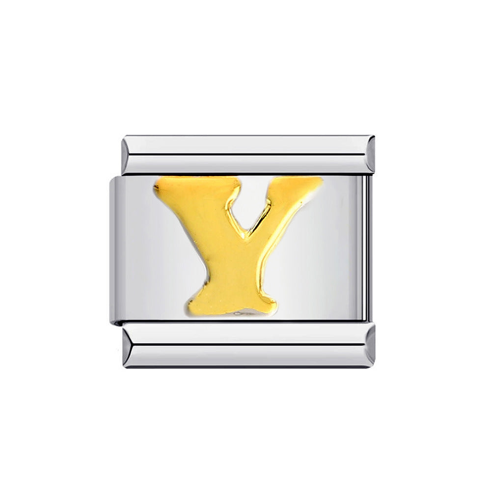 Wholesale Italian Charm Bracelet 9mm DIY Splicing Removable Gold Plated English Letters Stainless Steel Composable Bracelet