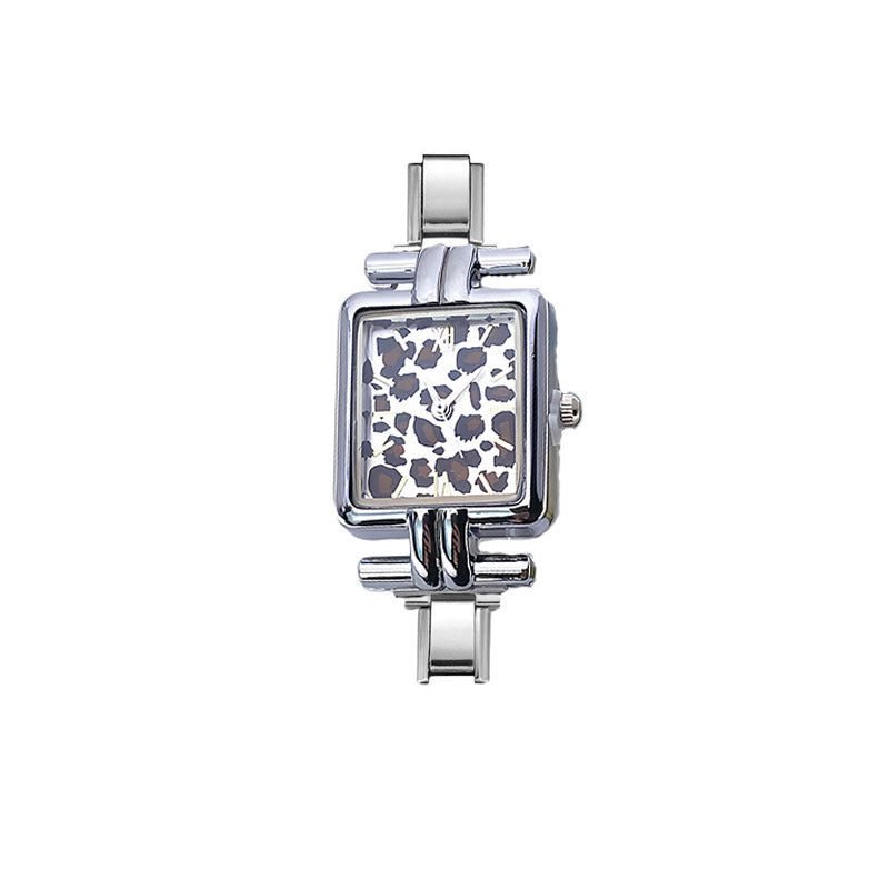 Wholesale Cross-Border Fashion Silver Leopard Print Italian Modular Quartz Watch with Stainless Steel Band,  Unisex DIY Watch Head