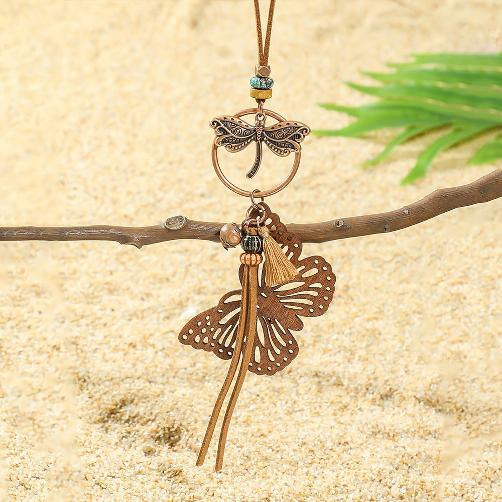 Wholesale Retro Ethnic Style Hollow Leaf Butterfly Dragonfly Necklace Zinc Alloy Fashion Jewelry Accessory