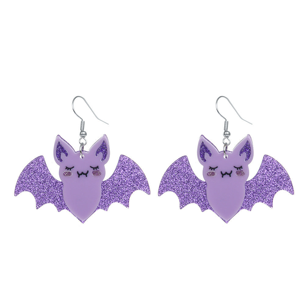 Wholesale  Bat Creative Glitter   Acrylic  Earrings