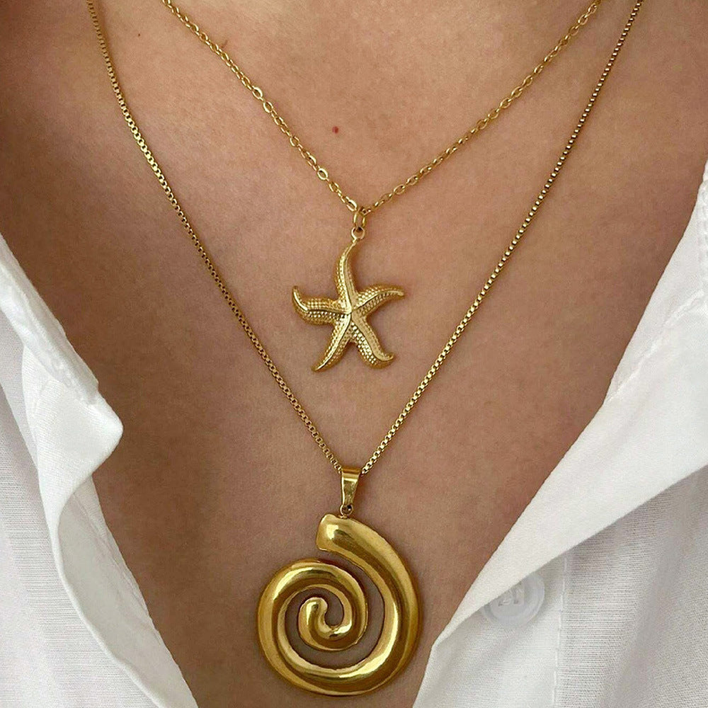 Wholesale Trendy Starfish Pendant Necklace Stainless Steel Fashion Layering Jewelry Gift For Resale