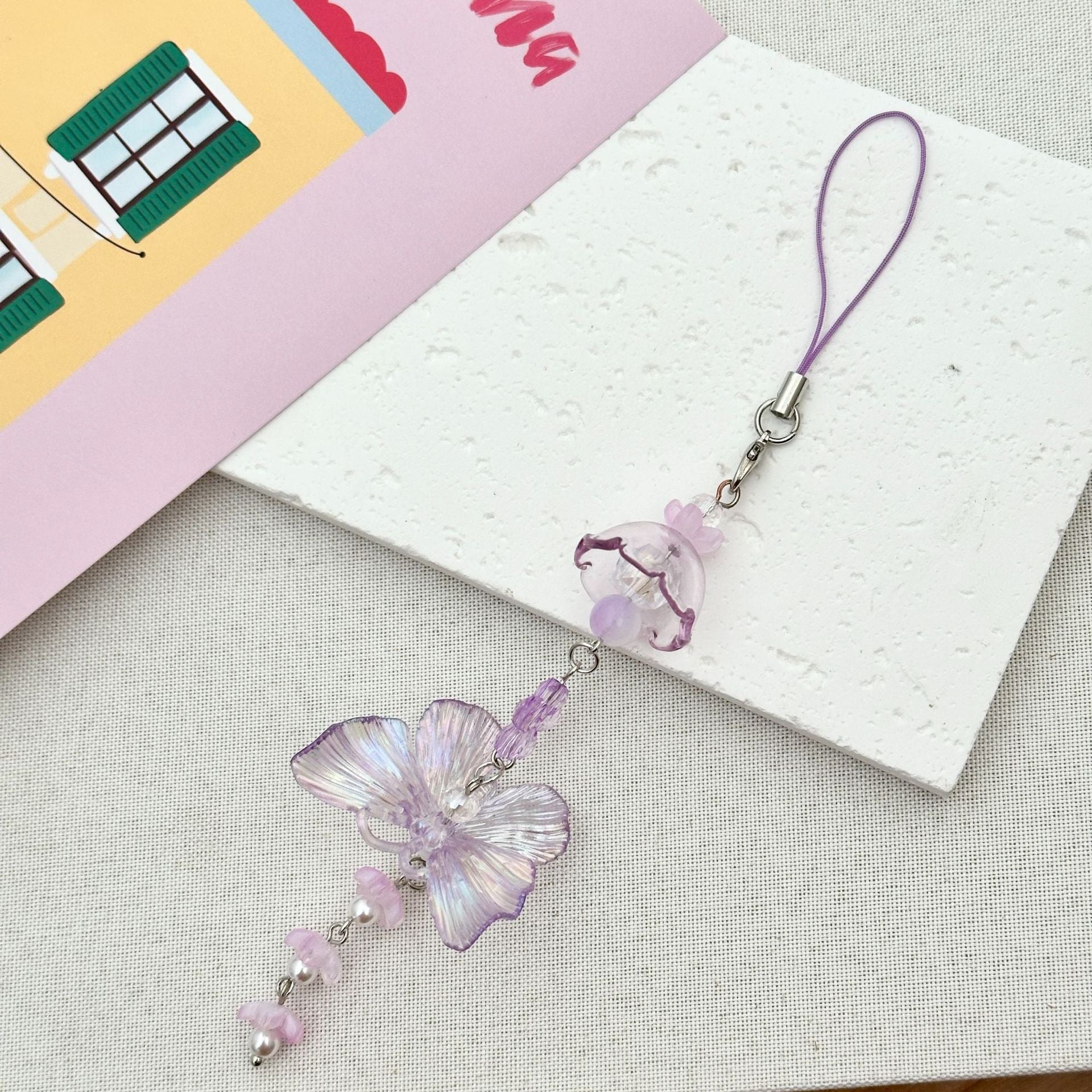 Wholesale Heart Purple Butterfly Wind Chimes Keychain