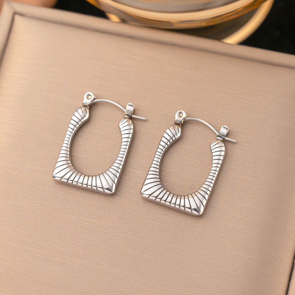 Wholesale 18K Gold Plated Earrings Titanium Steel Earrings Hollow Earrings ACC-ES-Qinzhe001