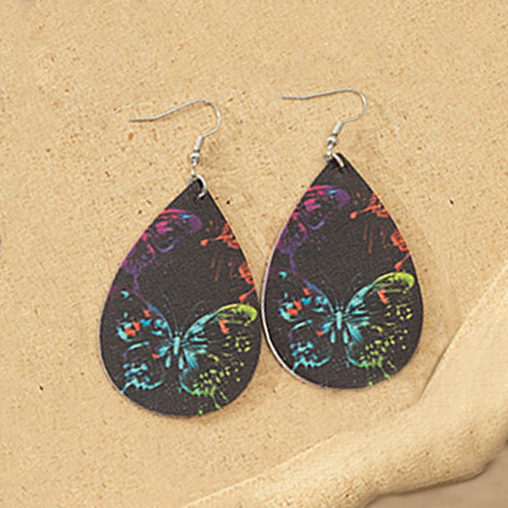 Wholesale  Halloween double-sided PU leather drop earrings