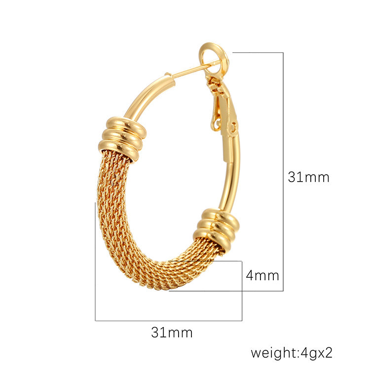 Wholesale Stainless Steel Gold-Tone Mesh Chain Twist Earrings for Everyday Wear