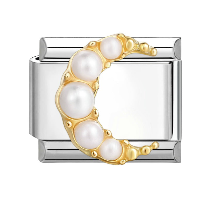 Wholesale Italian Charm Bracelet 9mm DIY Splicing Removable Stainless Steel Diamond Patch Composable Bracelet