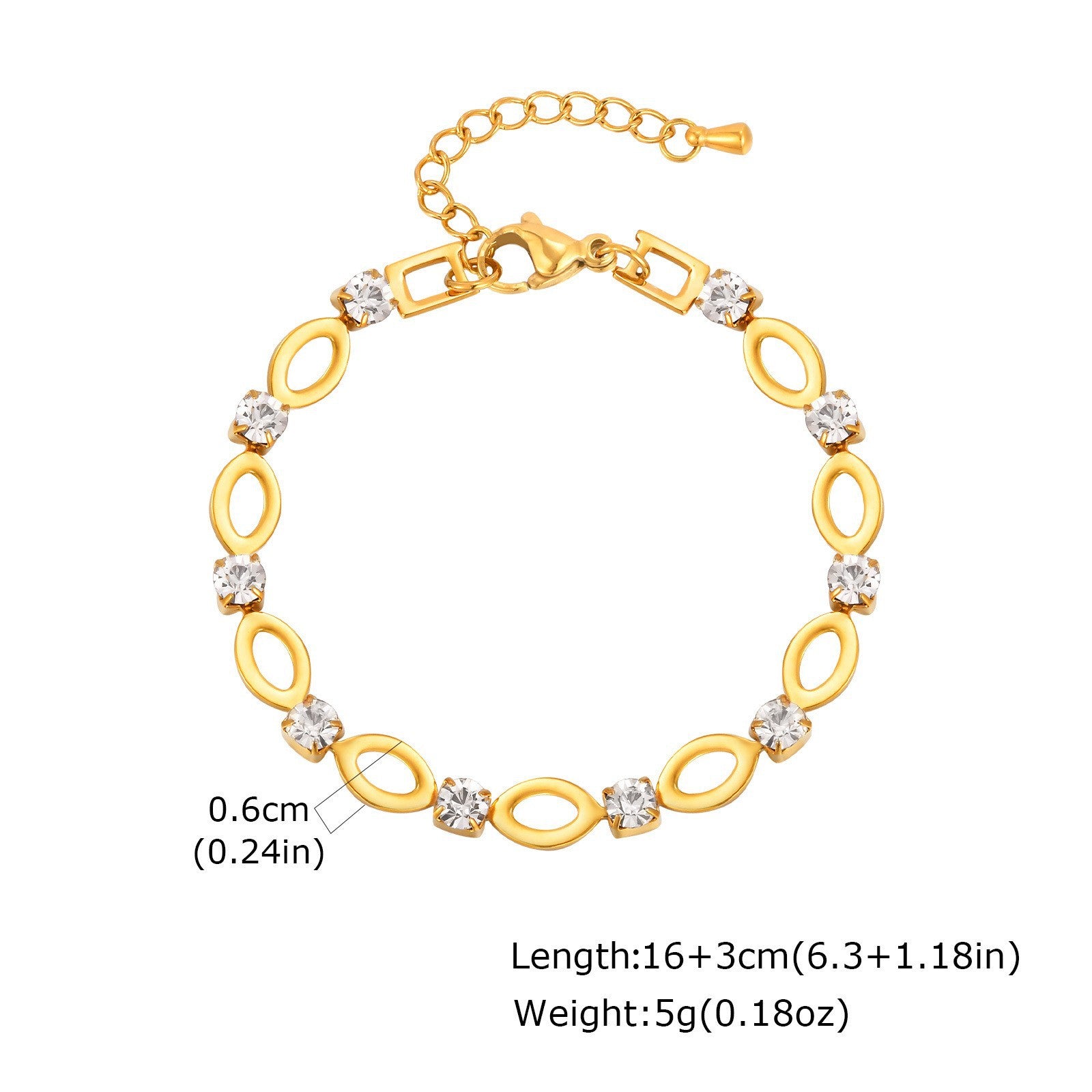 Wholesale Women S Stainless Steel Rhinestone Hollow Oval Handmade Bracelet Sparkly Jewelry Accessory For Everyday Wear
