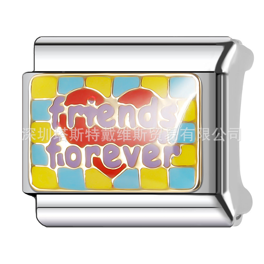 Wholesale 9mm Italian Charm Starter Bracelets DIY square Single Section Creative Stainless Steel Composable Bracelet
