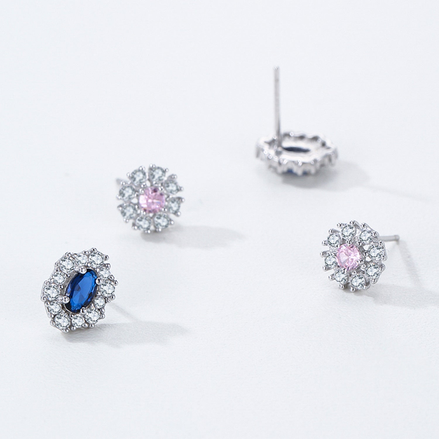 Wholesale S925 Sterling Silver Vintage Geometric Sapphire Zircon Earrings