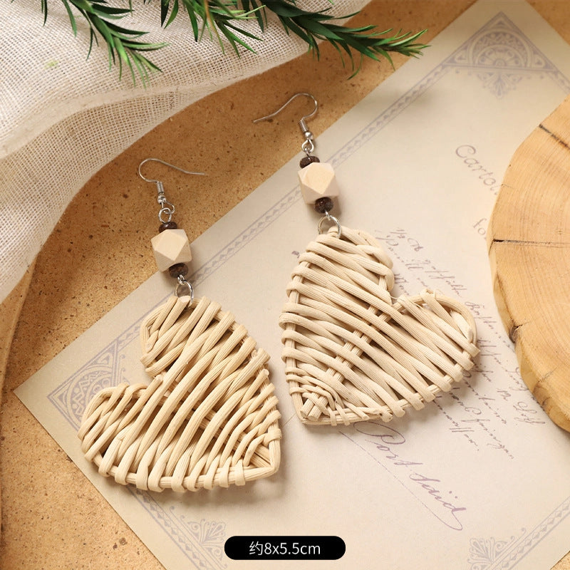 Wholesale Handmade Rattan Woven Bohemian Earrings