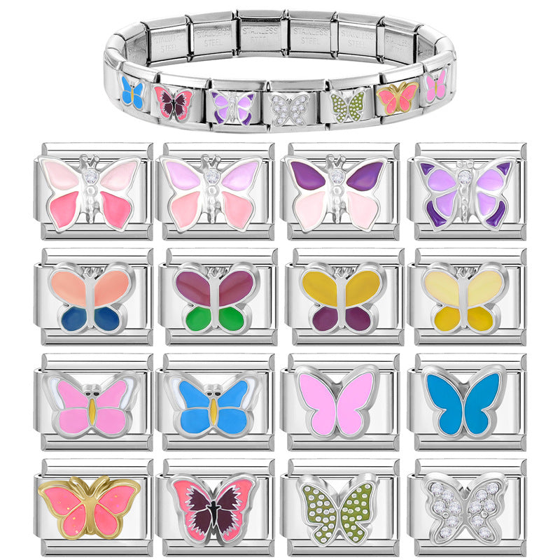 Wholesale Italian Charm Bracelet 9mm DIY Splicing Cute Creative Stainless Steel Composable Bracelet