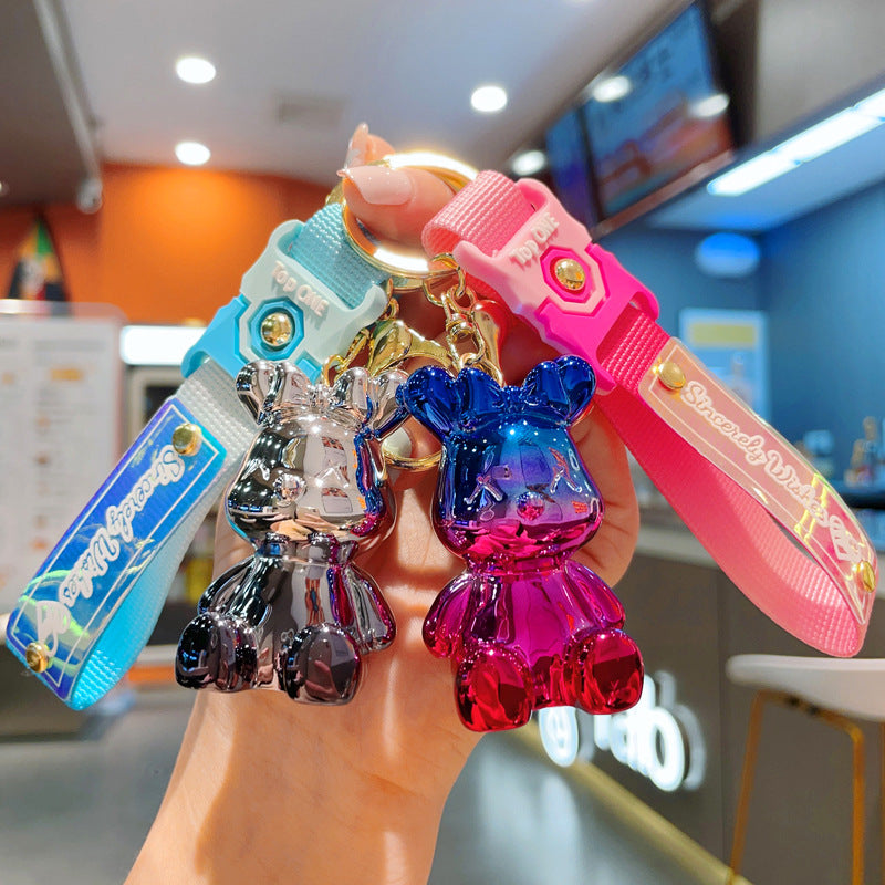 Wholesale Cartoon Electroplated Gradient Bow Tie Rabbit Resin Keychain ACC-KC-ShuoT018