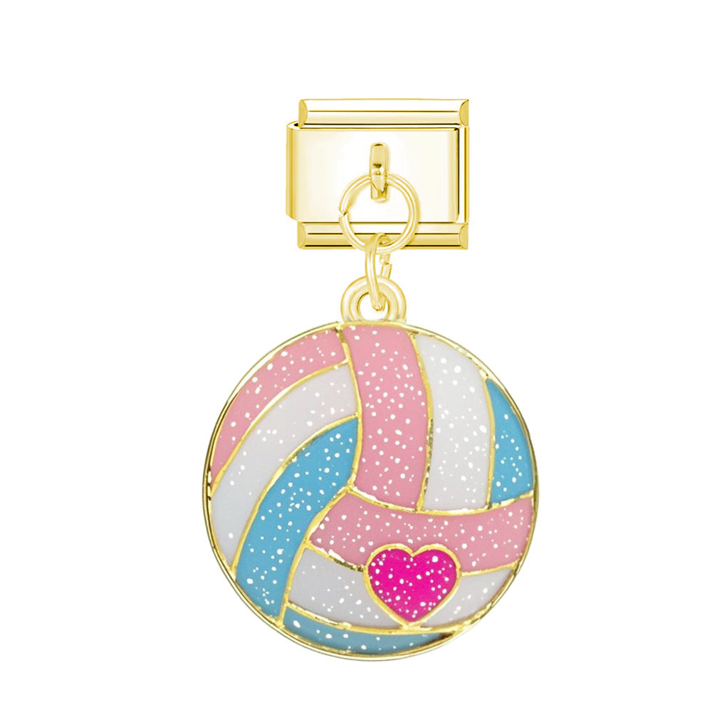 Wholesale  Italian Charm Bracelet 9mm DIY  Football Basketball Ball   Creative Stainless Steel Composable Bracelet