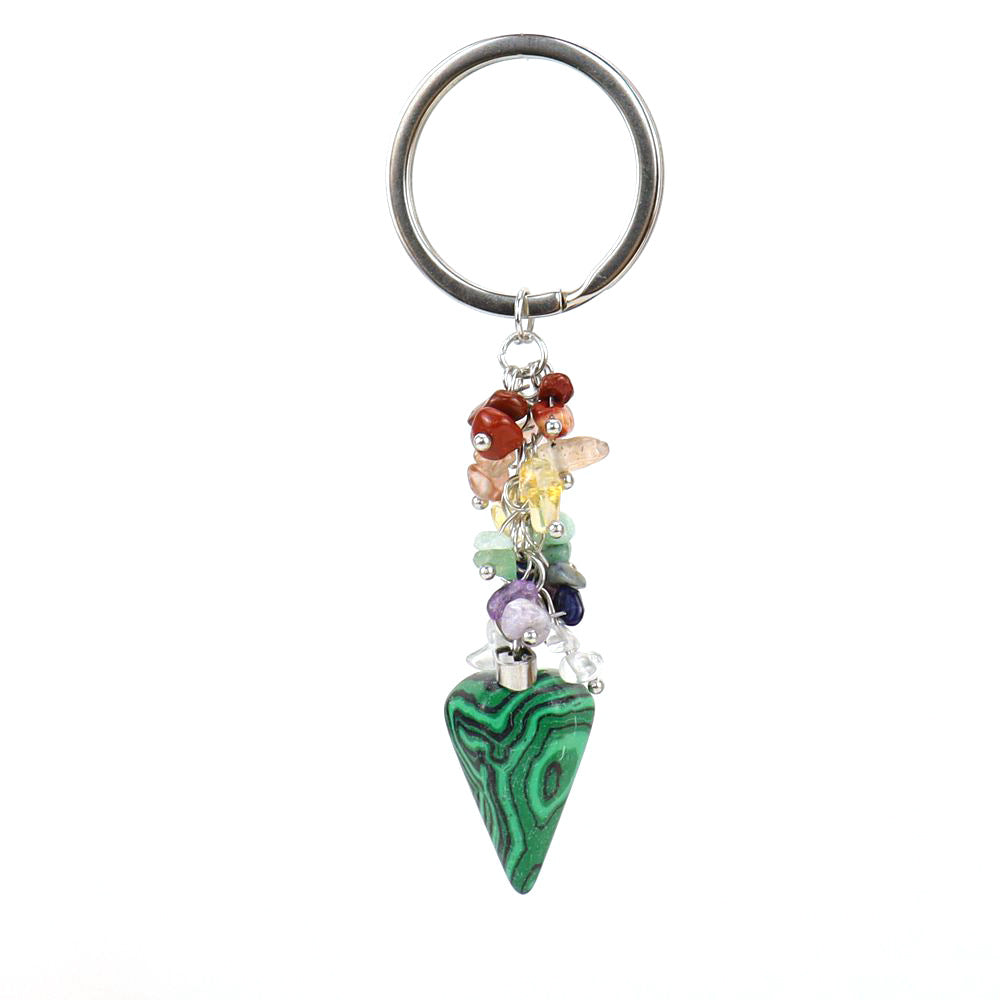 Wholesale Natural Colorful Gravel Hexagonal Prism Keychain ACC-KC-HanX003