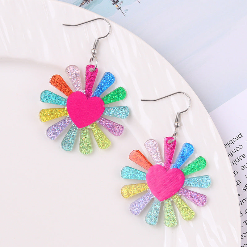 Wholesale Flower Rainbow Slipper Acrylic Earrings