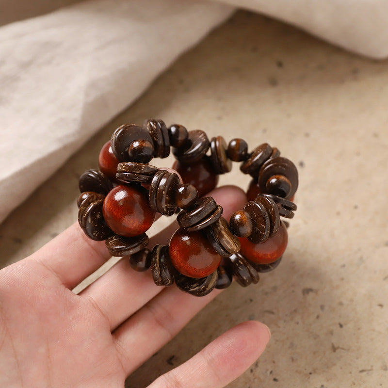 Wholesale Bohemian Retro nut Shell Bracelet Niche Stylish Ethnic Style Brown Coffee Beaded Bracelet Holiday Style Women' s Bracelet