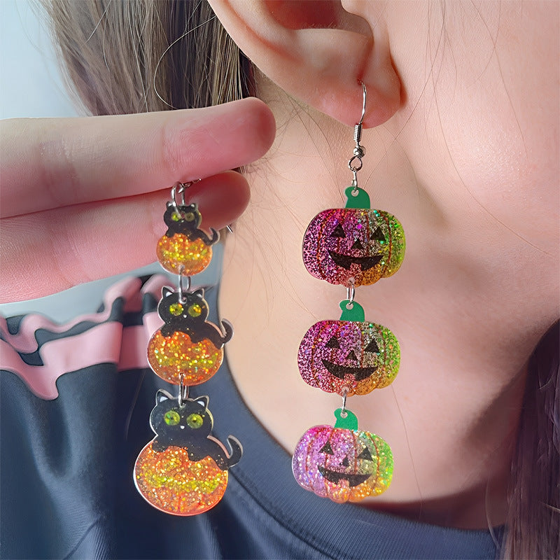 Wholesale  Contrasting Color Long Pumpkin Acrylic Earrings