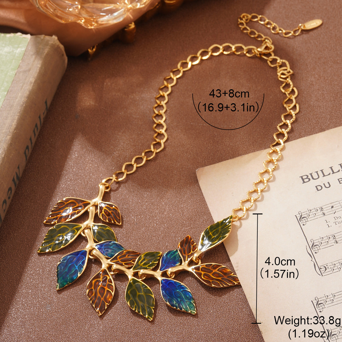 Wholesale Retro  Pearl Heart Earrings Silver Tassel Ring Leaf Splicing Necklace