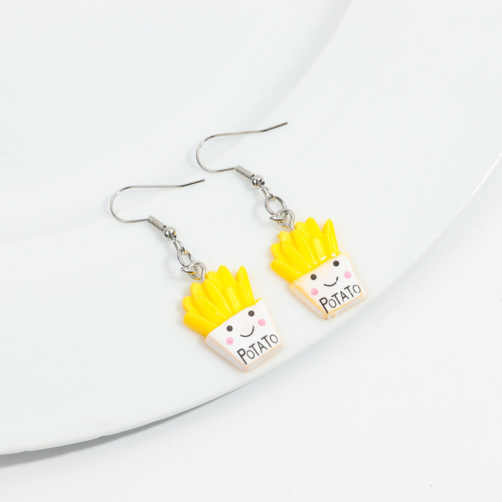 Wholesale Chic Food-Themed Resin Earrings - Fun Hamburger,  Fries,  Popcorn &  Chocolate Designs - Fashion Accessory for Everyday Wear or Gift