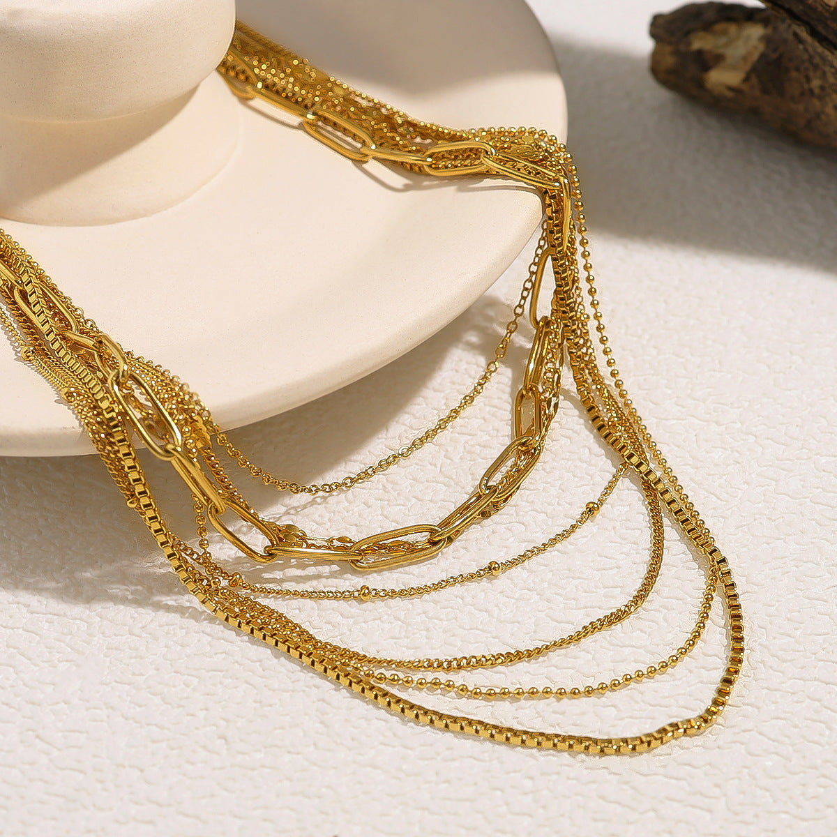 Wholesale Titanium Steel 18K plain chain necklace women O-chain clavicle chain accessories