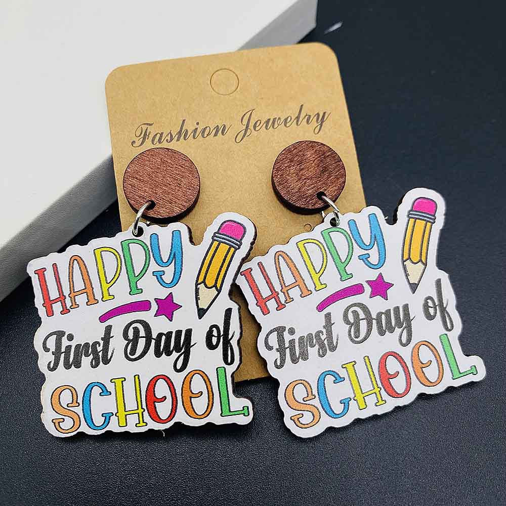 Wholesale Graduation Season Jewelry Book Pencil Wooden Earrings