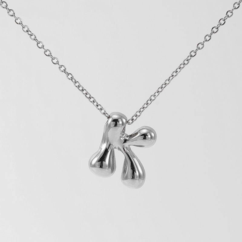 Wholesale  titanium steel smooth bubble letter necklace