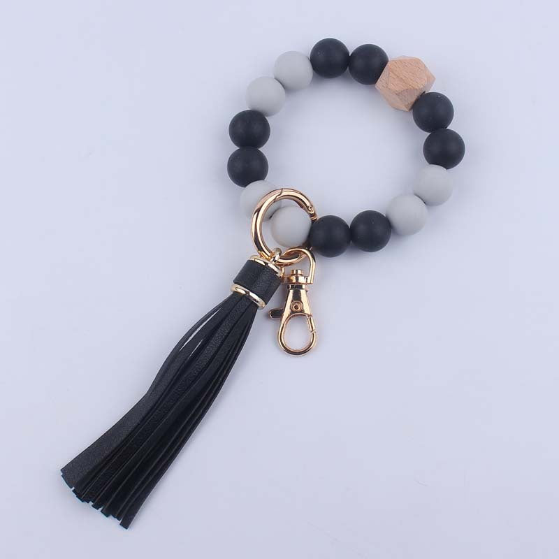 Wholesale Food grade silicone beaded bracelet keychain accessories