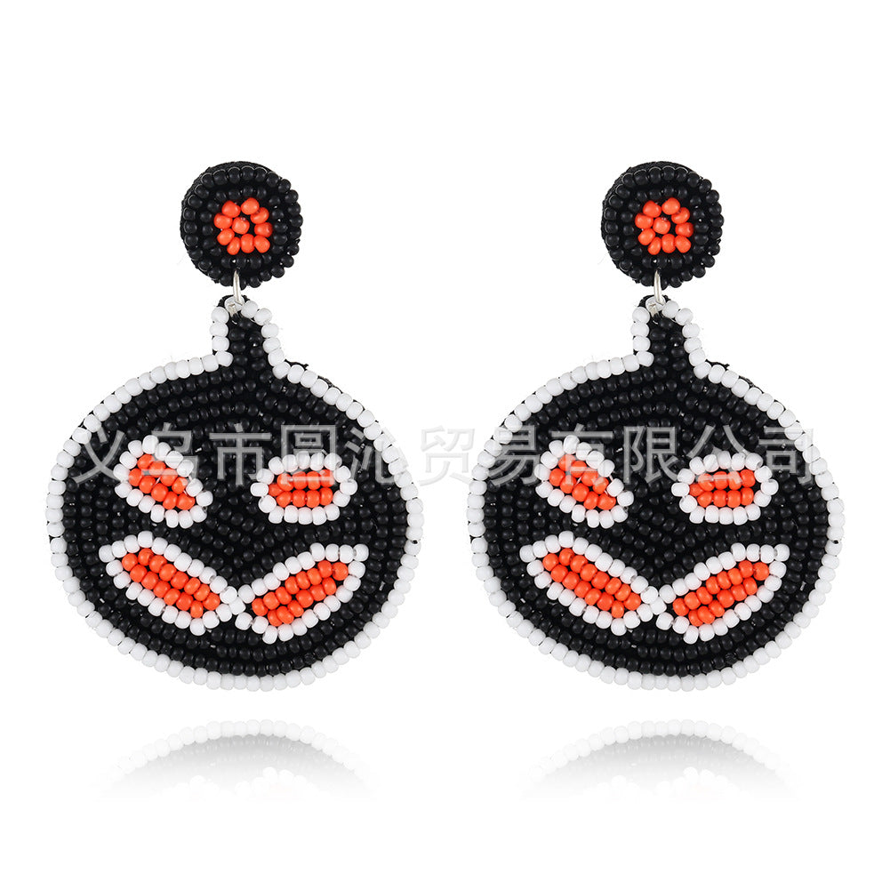 Wholesale Halloween Fabric Bead Earrings Ghost Pumpkin Spider Handmade Earrings ACC-ES-YuanQin002