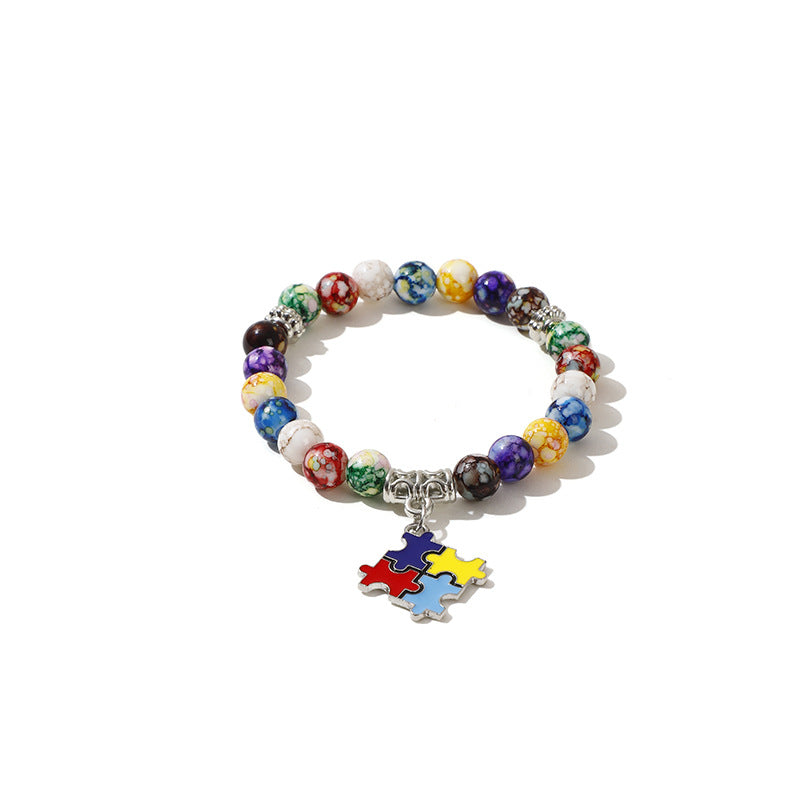 Wholesale colorful beads natural agate stone colorful acrylic bracelet