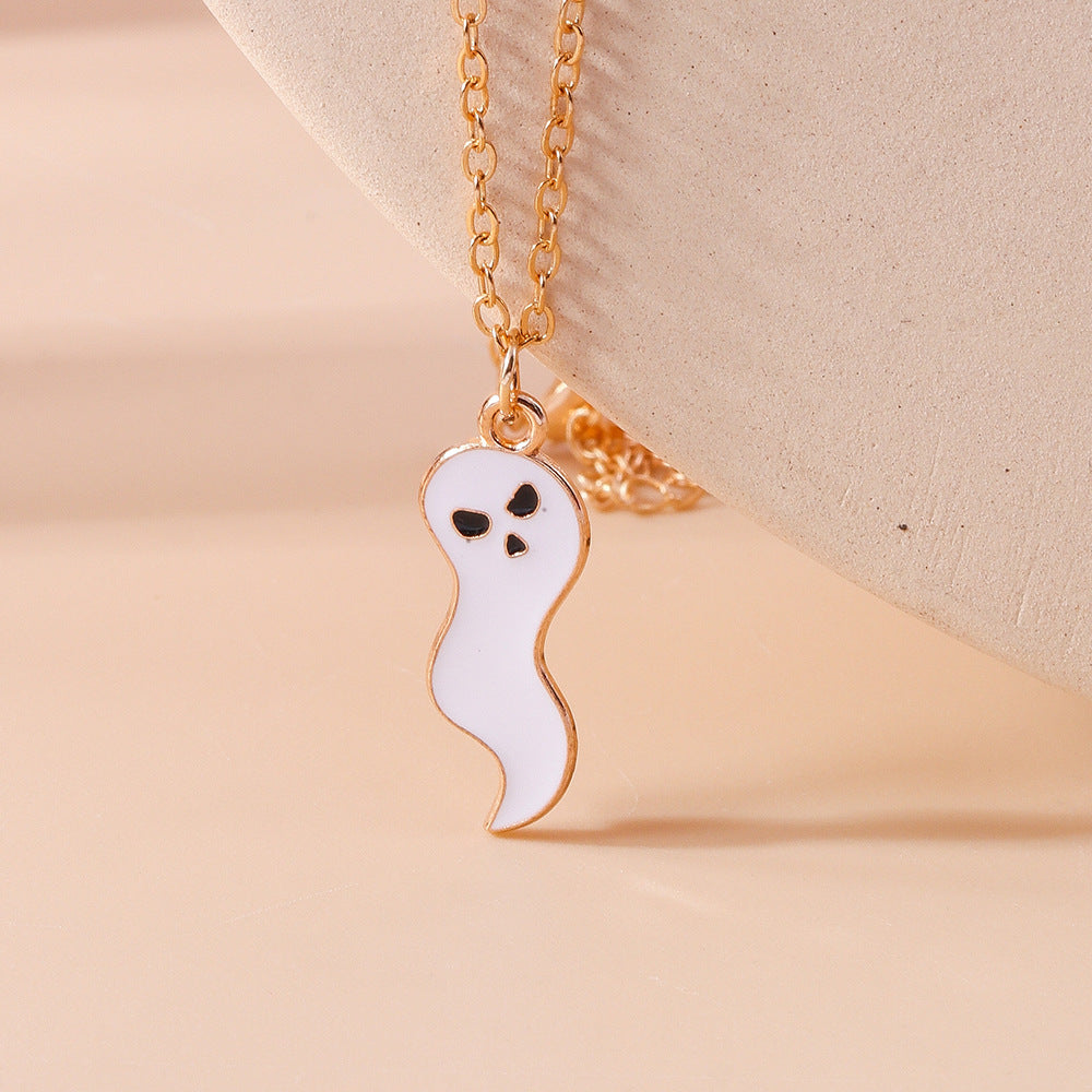 Wholesale Halloween Ghost Clavicle Chain Cartoon Cute Ghost Necklace