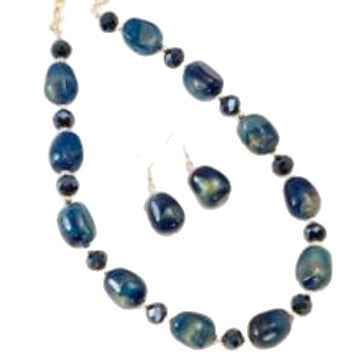 Wholesale Polished Acrylic Beaded Necklace Vintage Blue Jewelry Accessory for Everyday