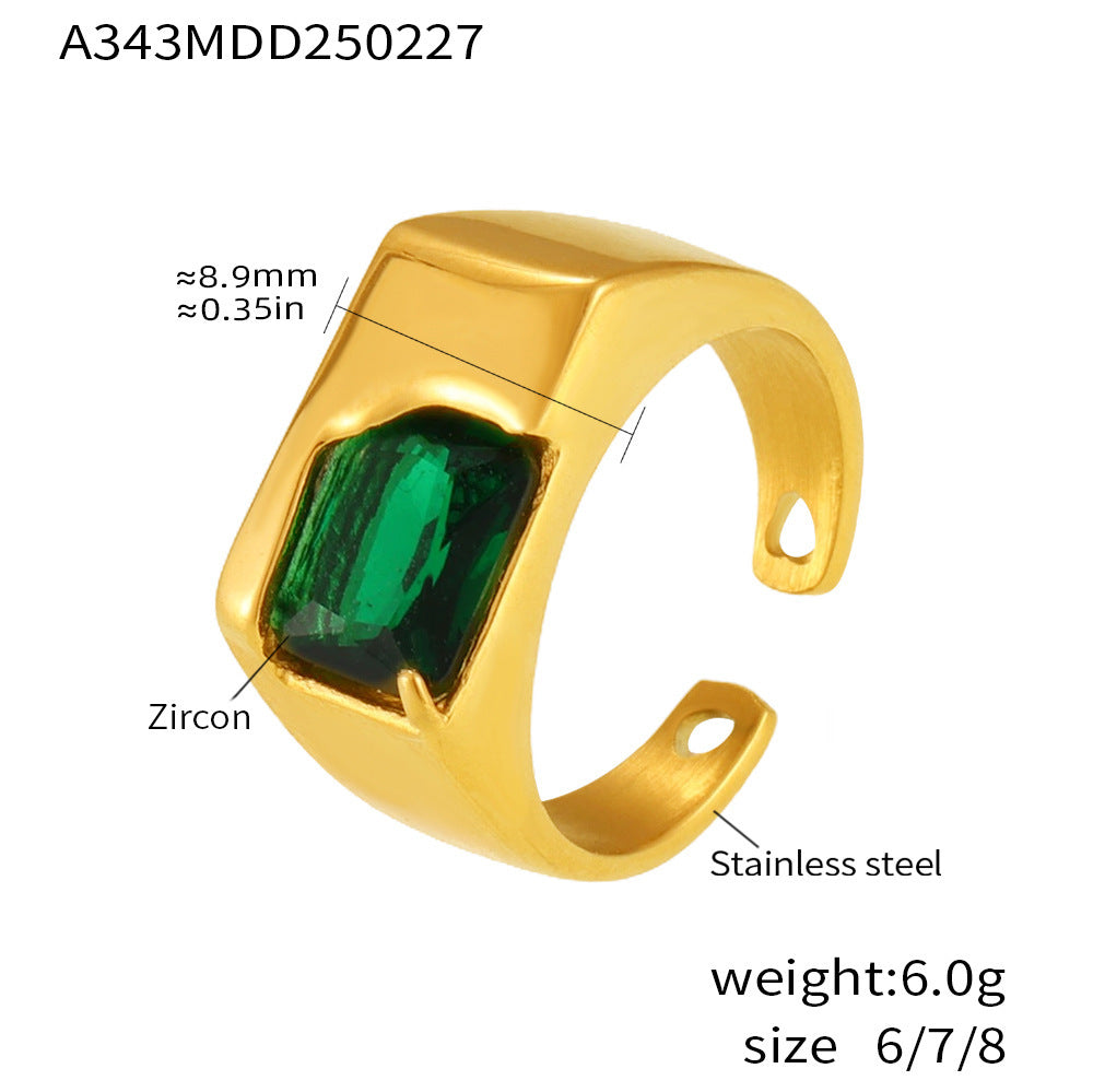 Wholesale zircon inlay ring stainless steel color retention finger ring
