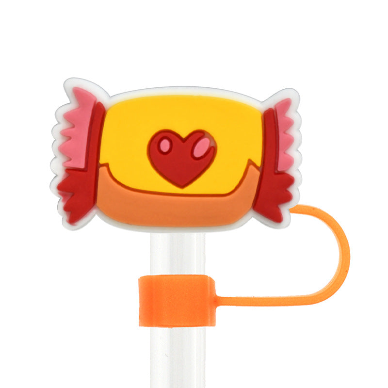 Wholesale Random 100pcs Valentine's Day 10mm PVC Soft Straw Tube Cap ACC-SCR-RYY102