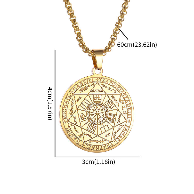 Wholesale stainless steel round brand necklace