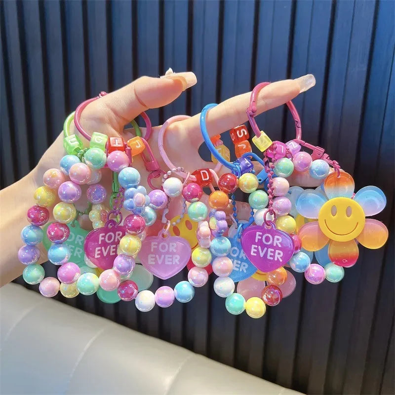Wholesale Creative Acrylic Smiling Flower Keychain