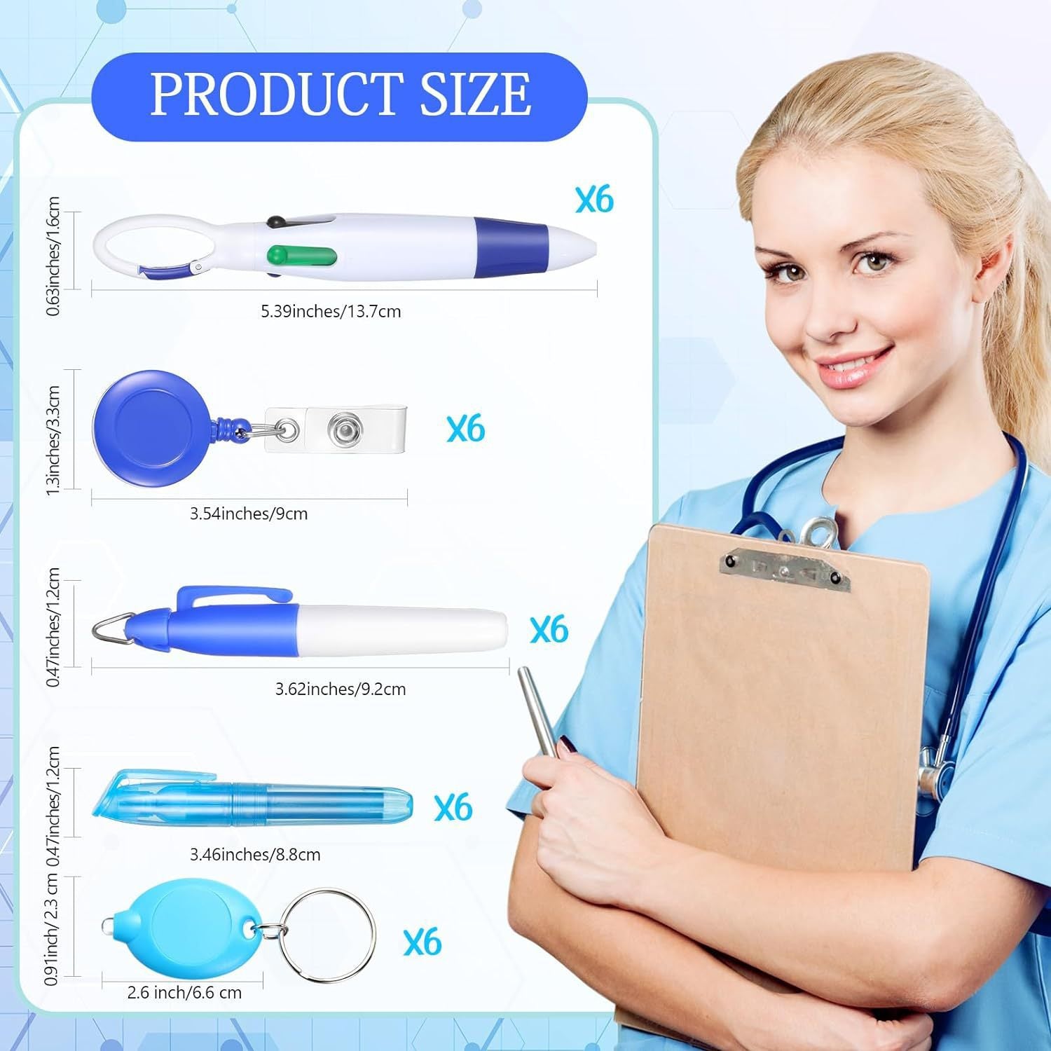 Wholesale Nurse Pen Set with Light Telescopic Badge Scroll Keychain Badge Reels ACC-KC-ChiHai003
